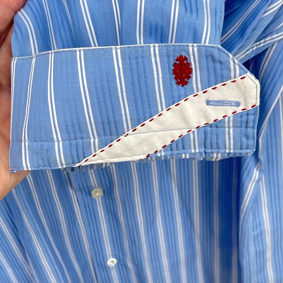 Robert Graham Dress Shirt Men 43/17 Blue Striped Long Sleeve Button Up - Picture 8 of 13